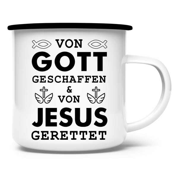 Emaille Tasse von gott geschaffen