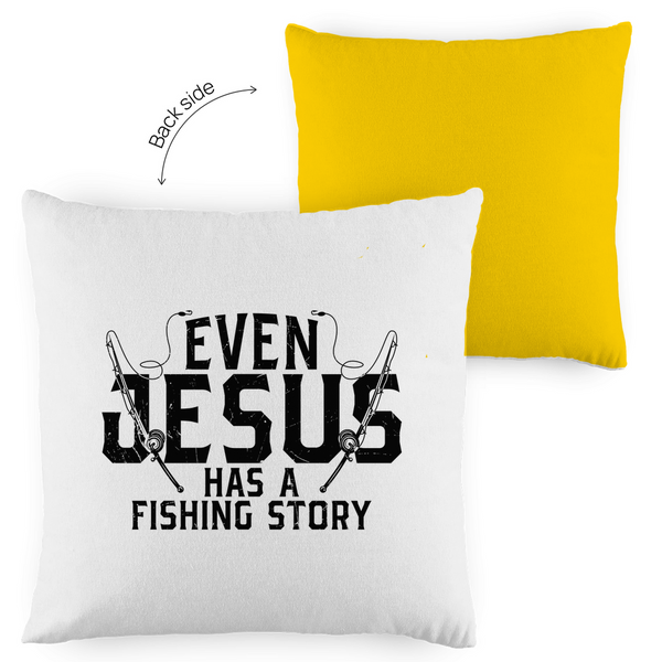 Kopfkissen zweifarbig even jesus has a fishing story angler