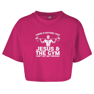 Damen Oversize Crop Top jesus and gym
