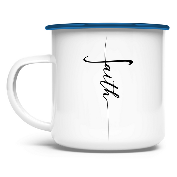 Emaille Tasse faith kreuz