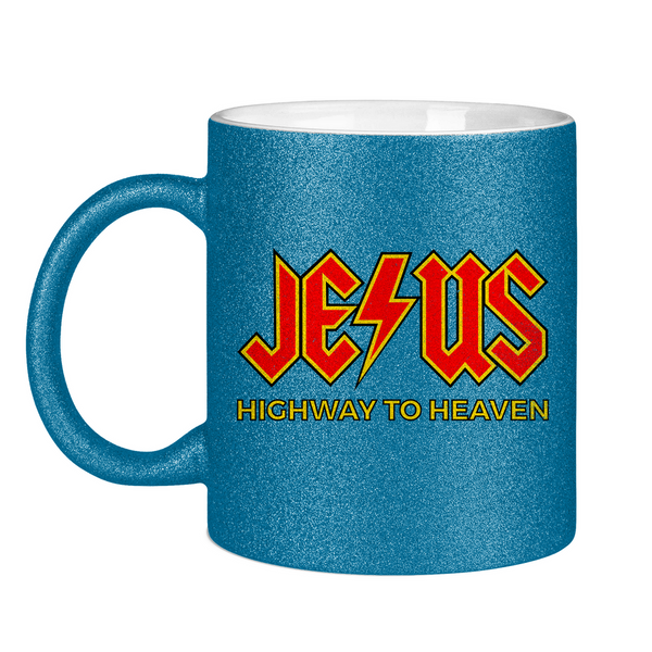 Glitzertasse jesus highway to heaven