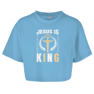 Damen Oversize Crop Top jesus is king