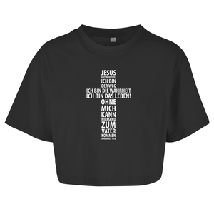 Damen Oversize Crop Top jesus: ich bin das leben johannes 14:6