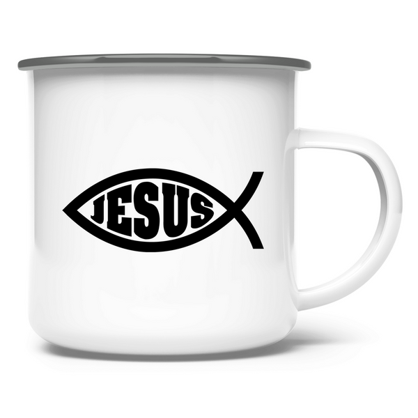 Emaille Tasse Ichthys fisch christliches symbol