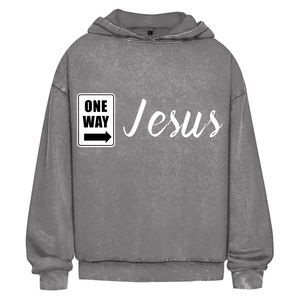 Oversize Washed Hoodie one way jesus