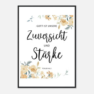 zuversicht und stärke psalm 46.2 Poster mit Holzrahmen