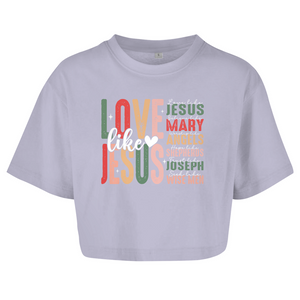 Damen Oversize Crop Top love like jesus