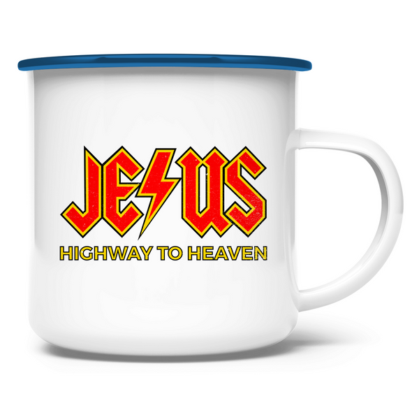 Emaille Tasse jesus highway to heaven