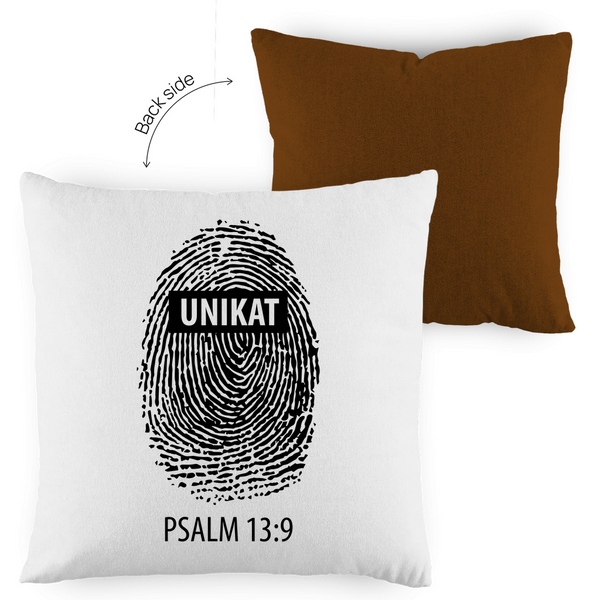 Kopfkissen zweifarbig unikat fingerabdruck psalm 13:9