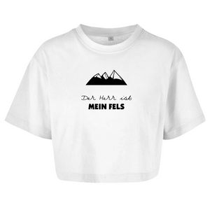 Damen Oversize Crop Top der herr ist mein fels