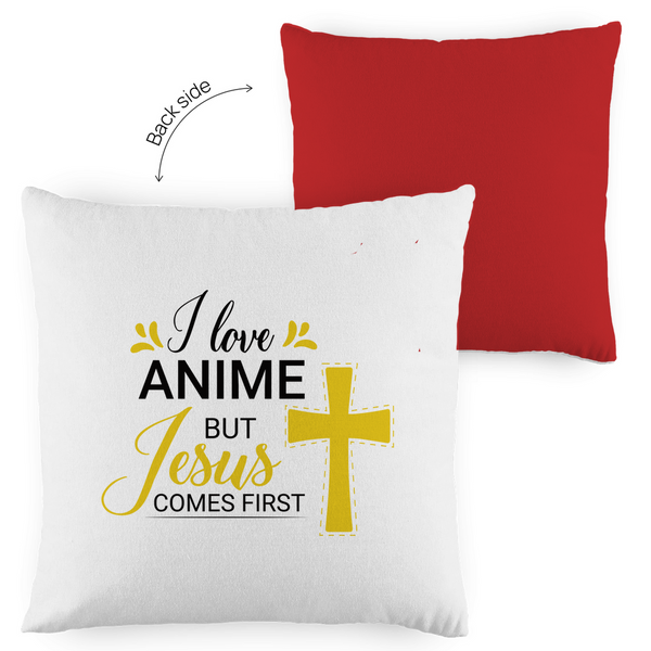 Kopfkissen zweifarbig i love anime but jesus comes first