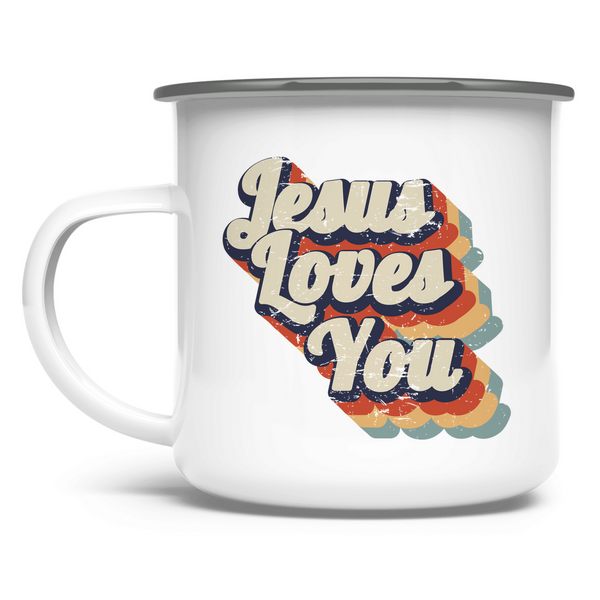 Emaille Tasse jesus loves you