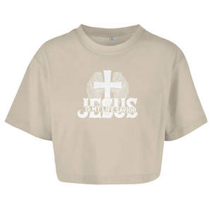 Damen Oversize Crop Top jesus is my life savior