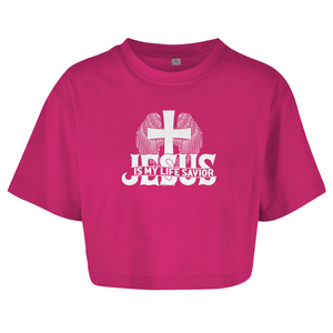 Damen Oversize Crop Top jesus is my life savior