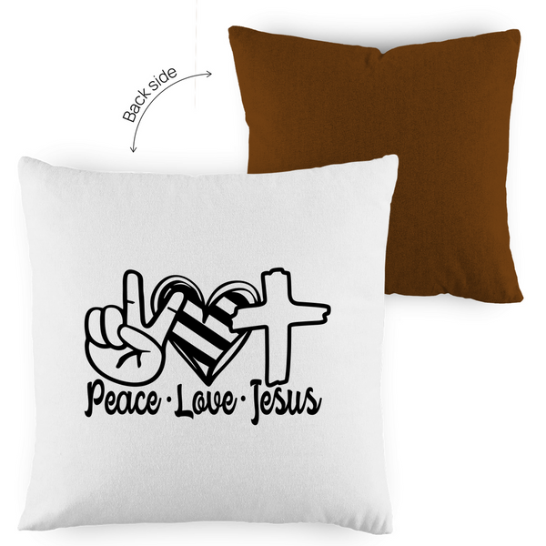 Kopfkissen zweifarbig peace love jesus