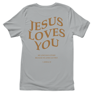 Damen T-Shirt jesus loves you 1 john 4,19