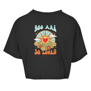 Damen Oversize Crop Top you are so loved john 3:16