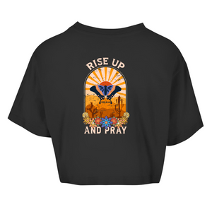 Damen Oversize Crop Top rise up and pray