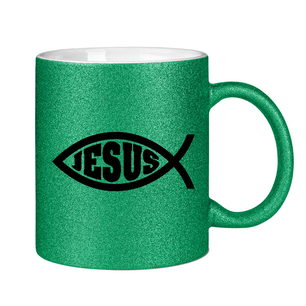 Glitzertasse Ichthys fisch christliches symbol