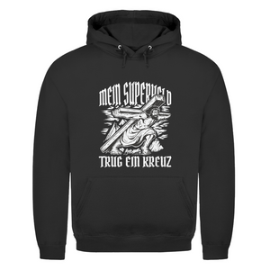 Herren Hoodie mein superheld trug ein kreuz