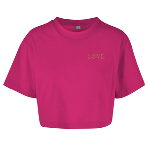 Damen Oversize Crop Top let all that you do be done in love