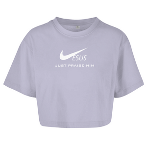 Damen Oversize Crop Top jesus just praise him