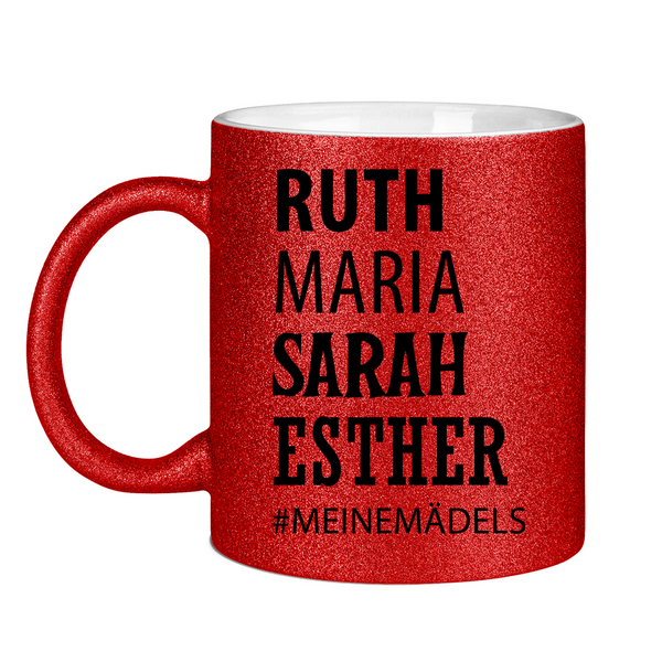 Glitzertasse ruth maria sarah esther