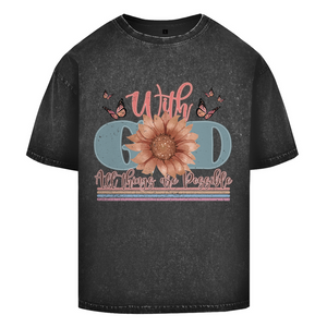 Oversize Washed T-Shirt with god all things are possible