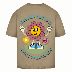 Oversize Washed T-Shirt good news jesus saves