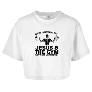 Damen Oversize Crop Top jesus and gym