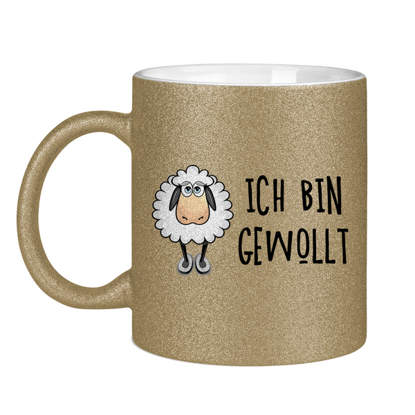 Glitzertasse schaf ich bin gewollt