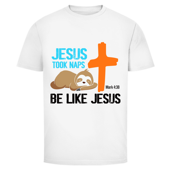 Herren T-Shirt jesus took naps mark 4:38 faultier