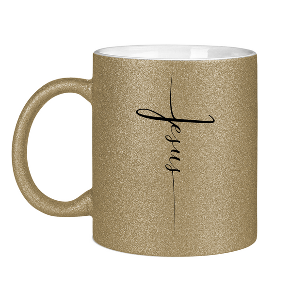 Glitzertasse jesus kreuz