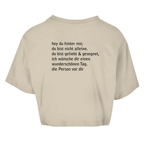 Damen Oversize Crop Top hey du hinter mir