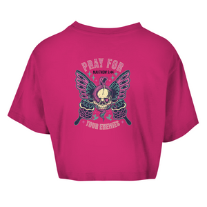 Damen Oversize Crop Top pray for your enemies matthew 5:44