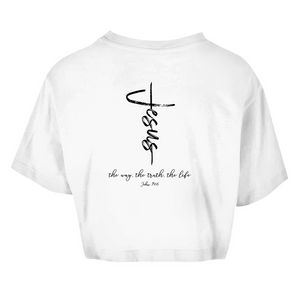 Damen Oversize Crop Top the way the truth the life john 14:6