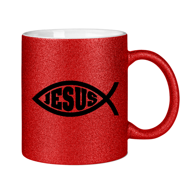 Glitzertasse Ichthys fisch christliches symbol