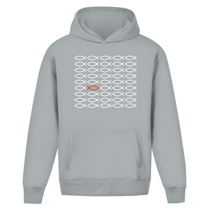 Oversize Hoodie Ohne Kordel fisch symbol ICHTHYS