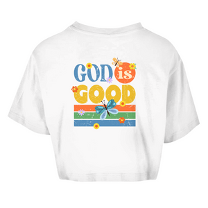 Damen Oversize Crop Top god is good