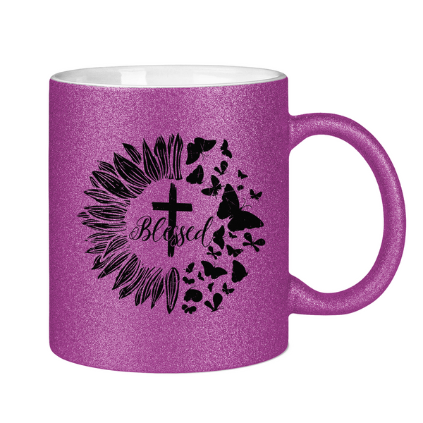 Glitzertasse blessed sonneblume schmetterling