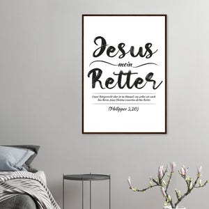 Jesus Mein Retter Philipper 3,20 Poster mit Holzrahmen