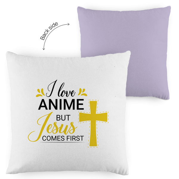 Kopfkissen zweifarbig i love anime but jesus comes first