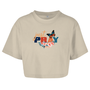 Damen Oversize Crop Top just pray