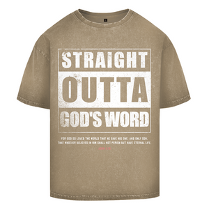 Oversize Washed T-Shirt straight outta gods word john 3:16