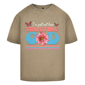 Oversize Washed T-Shirt i am just out here trusting god