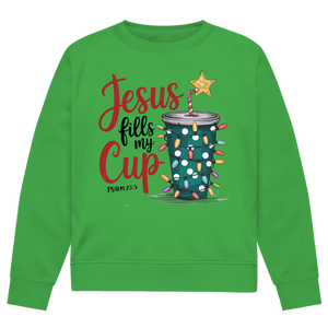 Herren Premium Bio Sweatshirt jesus fills my cup psalm 23.5