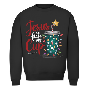 Herren Premium Bio Sweatshirt jesus fills my cup psalm 23.5
