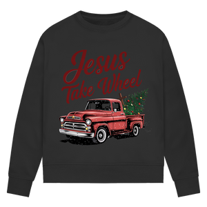 Damen Premium Bio Sweatshirt jesus take wheel