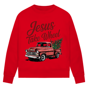 Damen Premium Bio Sweatshirt jesus take wheel