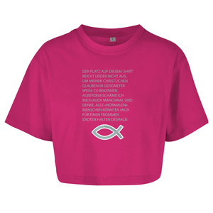 Damen Oversize Crop Top ICHTHYS spruch
